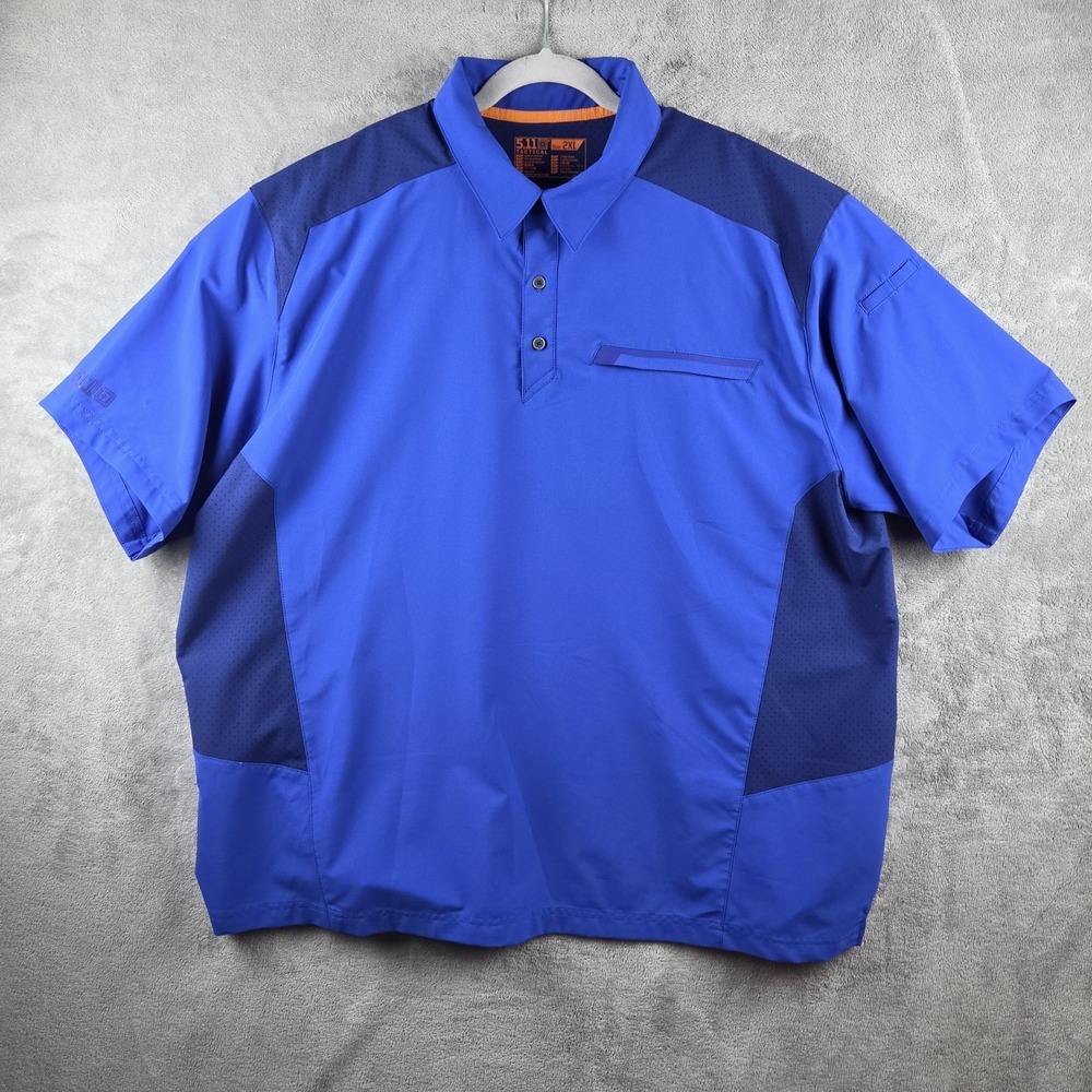 5.11 Tactical Freedom Flex Blue Short Sleeve Polo Shirt Men's Size 2XL